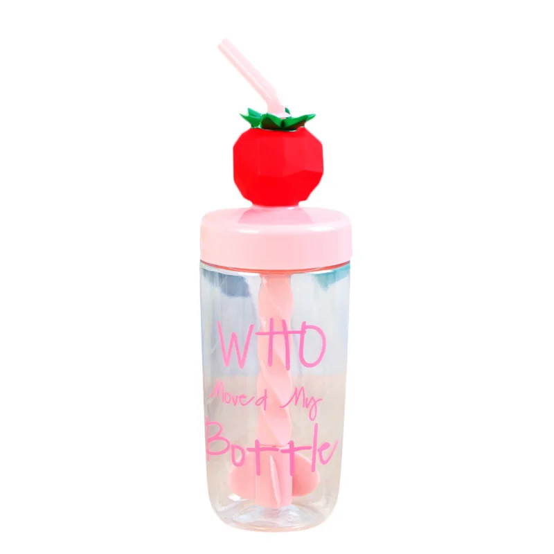 Пластиковая бутылка для воды 400 мл с соломинкой милая фруктами модные милые