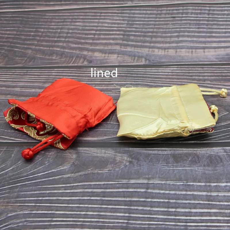 5pcs Mini Drawstring Chinese style Lucky Bag Handmade Silk Brocade Jewelry Pouches Vintage Sachet High Quality Packaging 8x8cm
