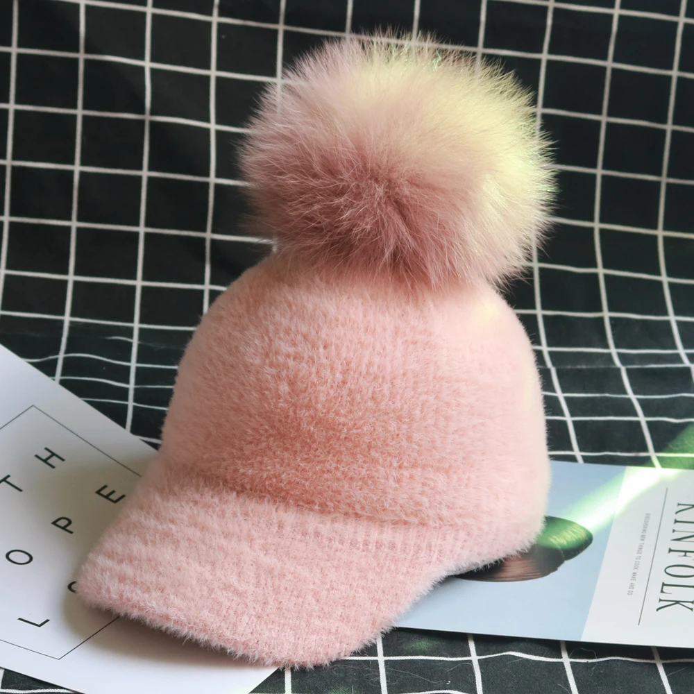 2019 зимние женские винтажные норковые кашемировые бейсболки плотные теплые