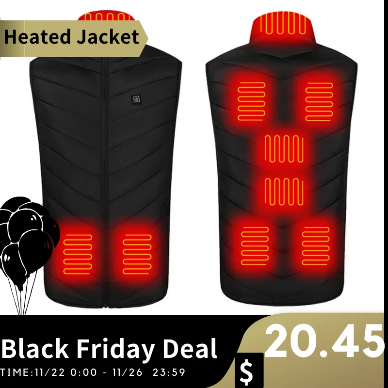 

New 9 Areas Heated Vest Women Intelligent Electric Heated Jacket Thermal Vests For Men Warm Clothes Winter Veste Chauffante 발열조끼