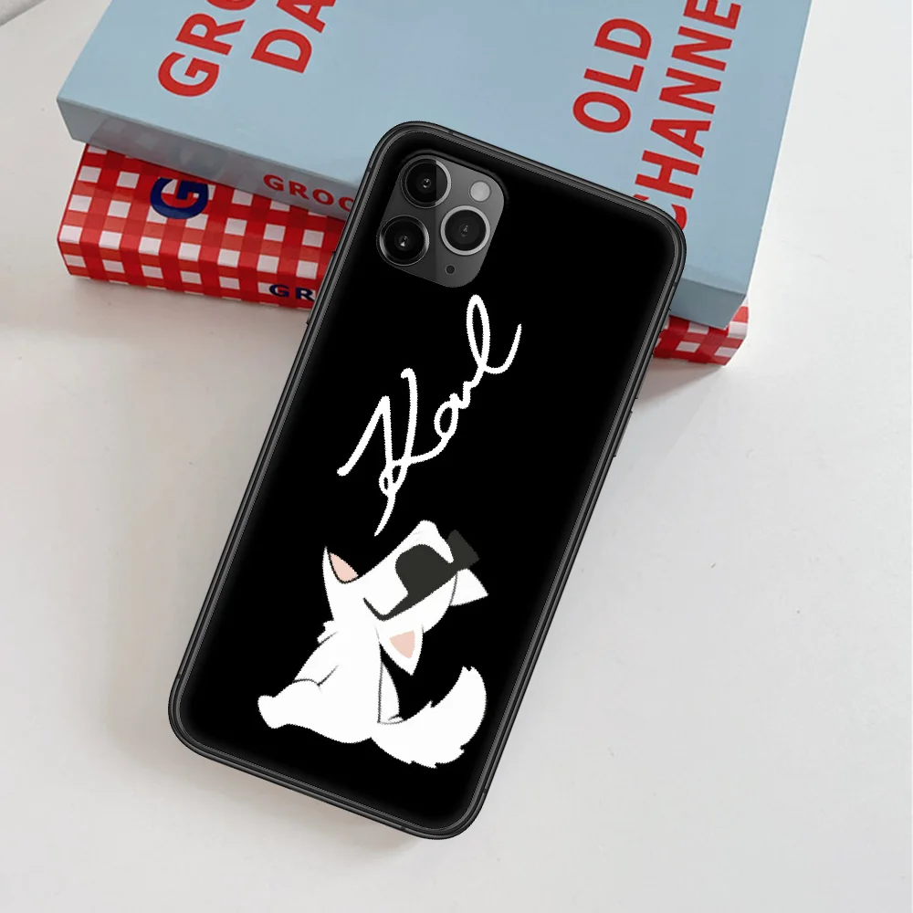 

Lagerfeld Karls Fashion Trend Cat Phone Case For IPhone 4 4s 5 5S SE 5C 6 6S 7 8 Plus X XS XR 11 12 Mini Pro Max 2020 black Etui