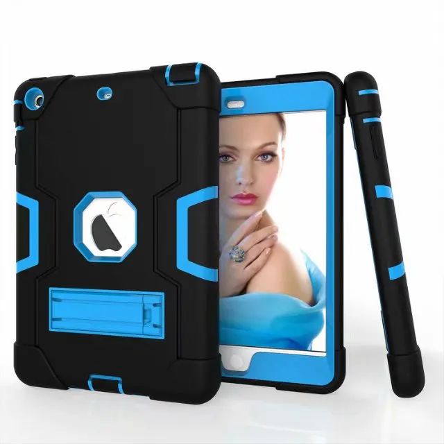 black blue IBuyiWin тяжелый противоударный силиконовый чехол для iPad Mini 2 3 7," планшет Funda Обложка copue Чехол+ пленка для экрана+ ручка - Цвет: black blue