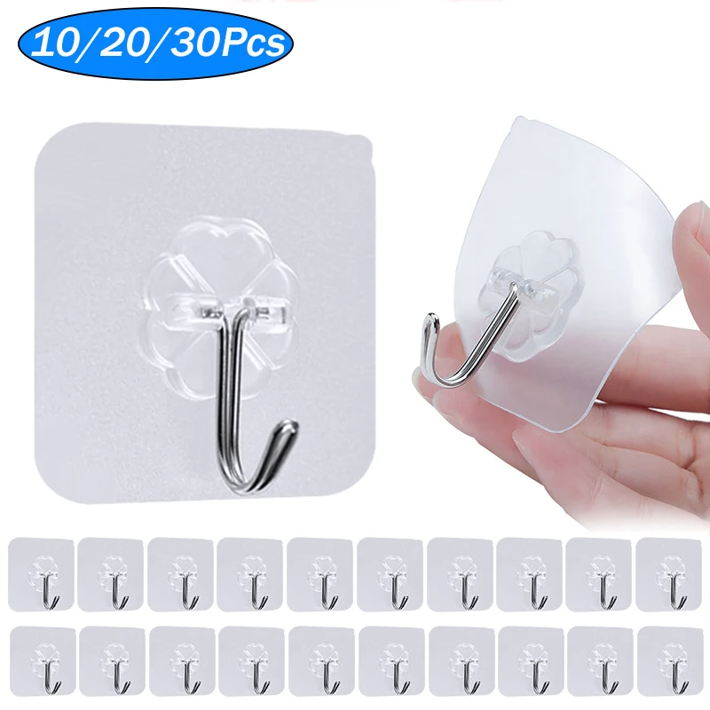 

Transparent Hooks for Bathroom Self Adhesive Door Wall Hook Hanger Suction for Kitchen Storage Garlands Towel Hanging Hooks