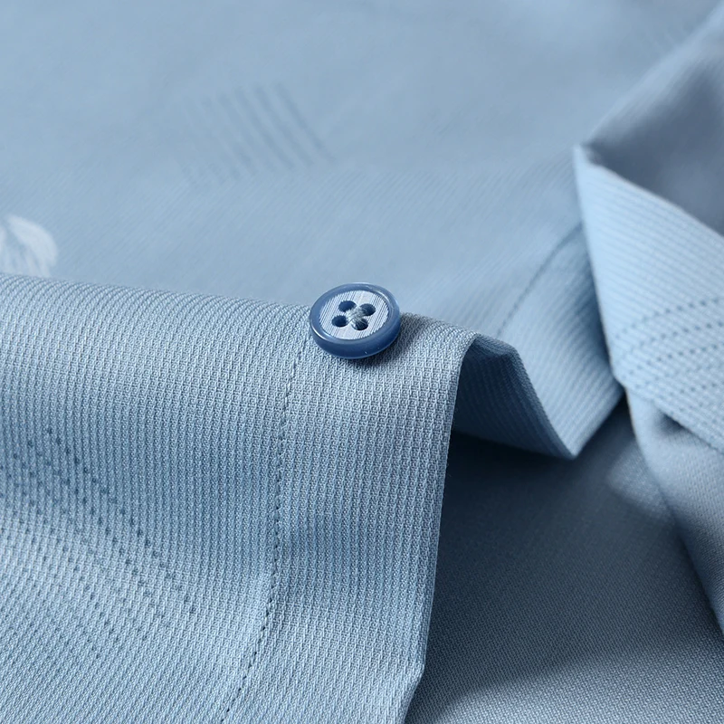 2022 Summer Men's Fashion Bamboo Fiber Dress Shirts For Man Short Sleeve Shirt Classic Male Social Black White Blue Men Shirt