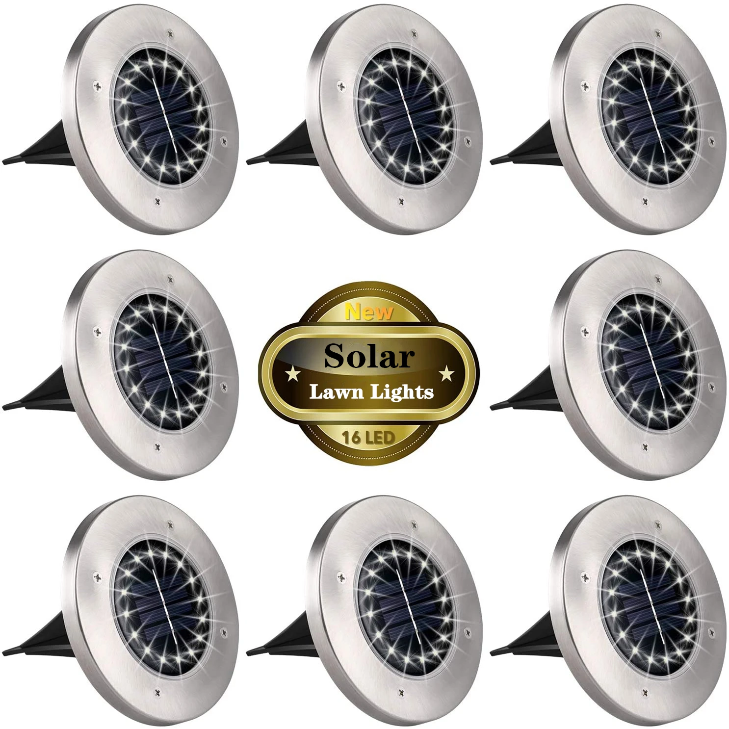 Солнечная наземная лампа 16 светодиодный солнечный свет сада Открытый