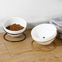 tilting cat bowl with stand dog bowl ceramic cat feeding bowl to protect the cervical spine cartoon cat supplies