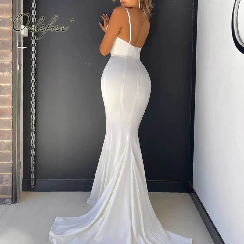 

Ordifree 2021 Summer Women Long Party Dress Sexy Backless Sequin Spaghetti Strap Evening Maxi Mermaid Dress