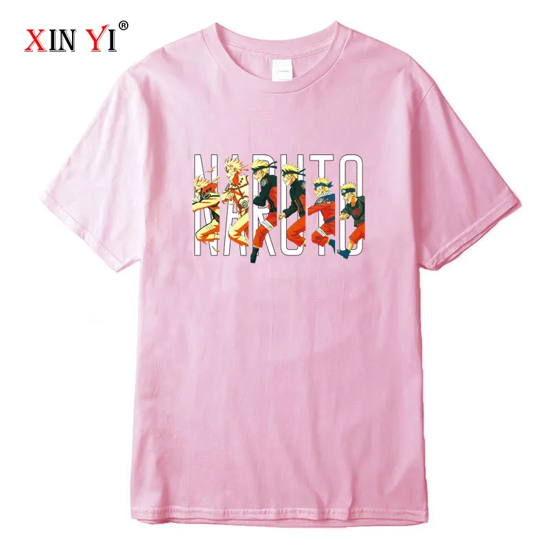 

XIN YI Men's High Quality 100% Cotton Short Sleeve Anime T-shirt Naruto T-shirt Cool tshirt o-neck t-shirt tee t shirts men tops