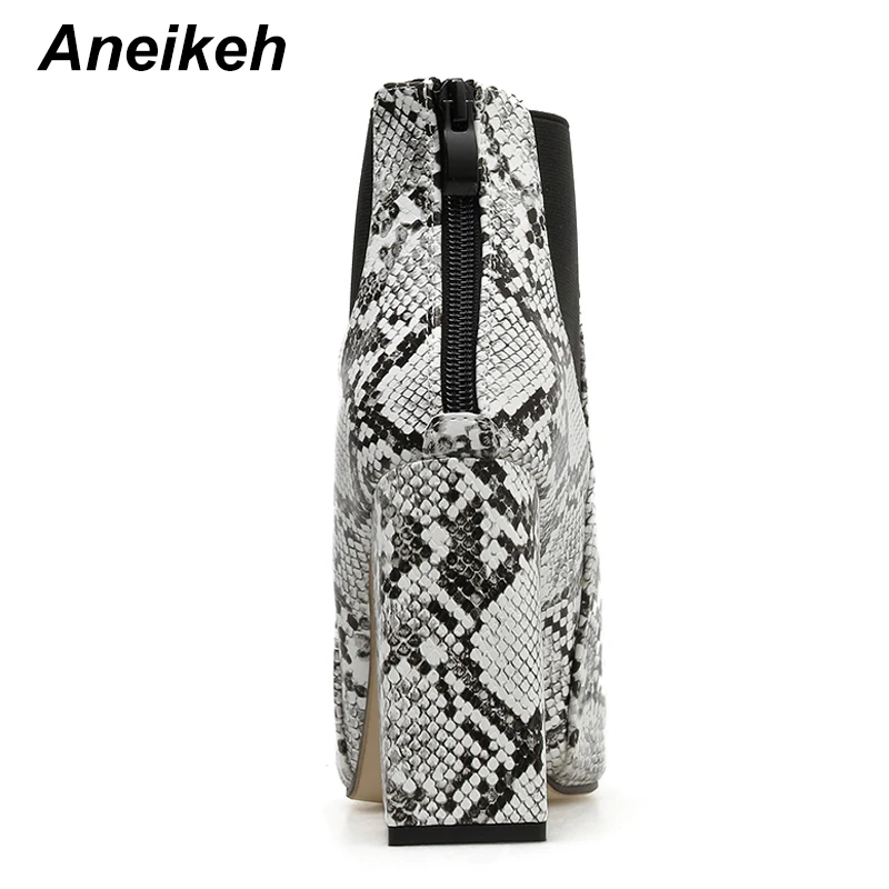 Aneikeh новинка 2021 модные демисезонные полусапожки Челси со змеиным узором женские