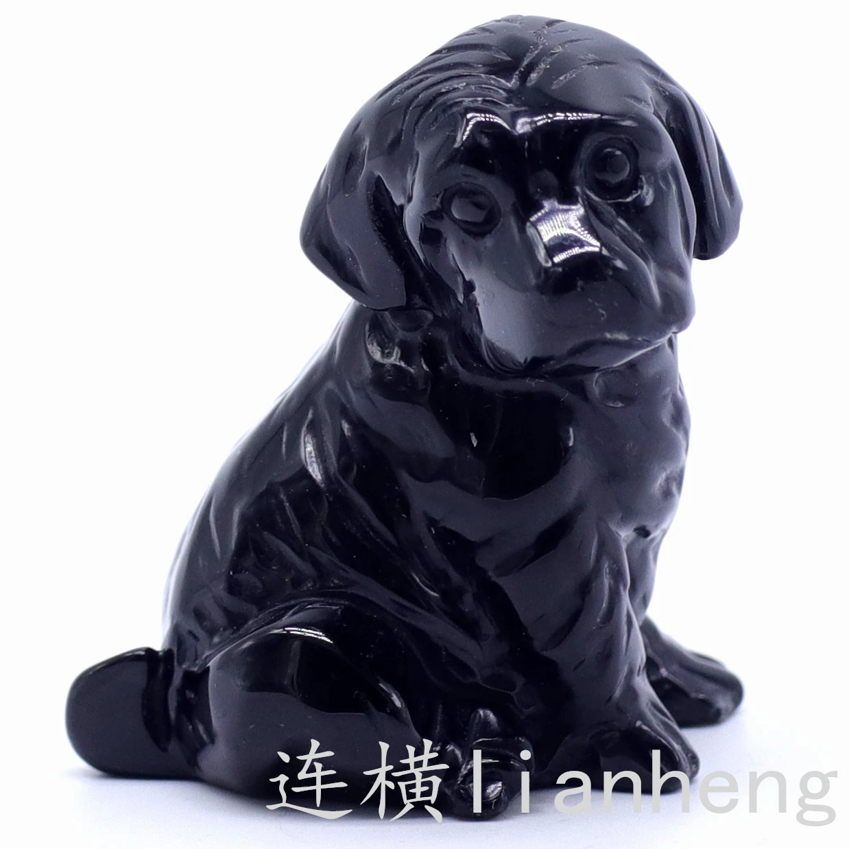 Натуральный обсидиан Собака Ручная резьба Кристалл полированный кварц лечебный