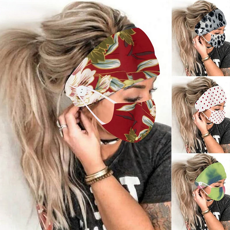 

2 PCs Christmas Earmuff Headbands With Button Women 2021 New Fashion Outdoor Casual Headwear Sport Scarf Hair Accessories