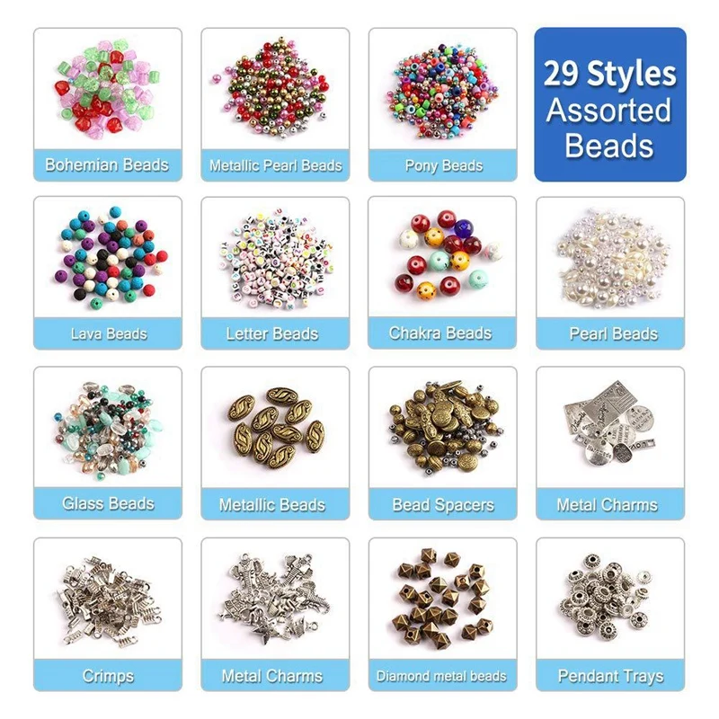

1960Pcs/Set Jewelry Making Kit with Beads Jewelry Pliers for Necklace Bracelet Earrings Making and Repairing