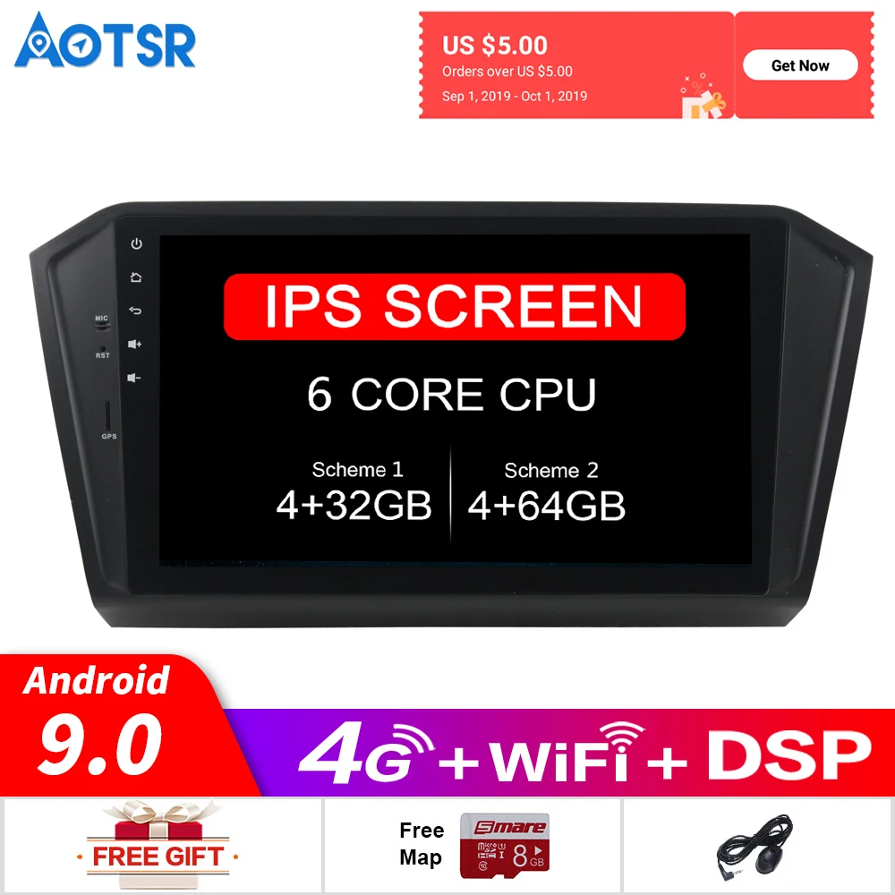 

Автомобильный мультимедийный плеер DSP Android 9 .0 без DVD GPS-навигатора для Volkswagen Passat 2015-2017, Авторадио, стерео, головное устройство