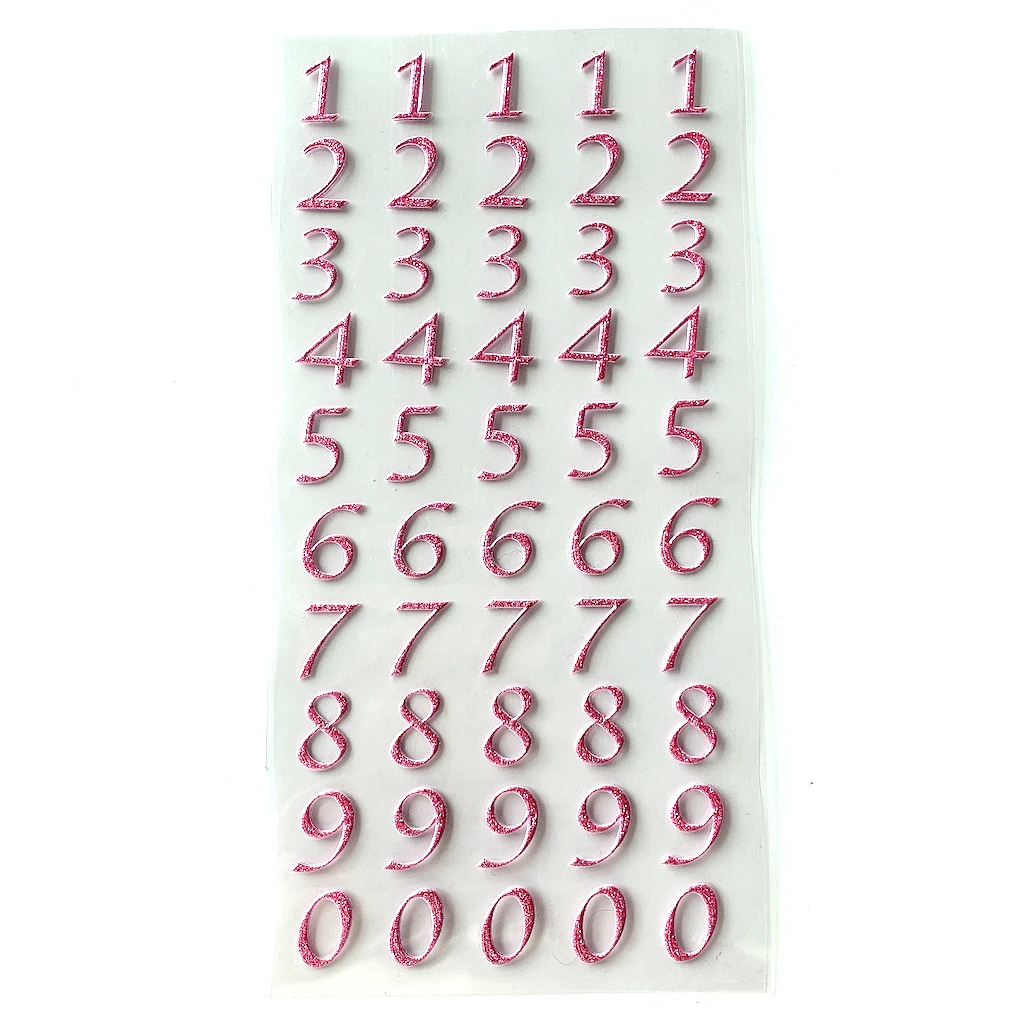 

2 Sheets/Pack, Sticker Sheet - Glitter Pink Number Sticker