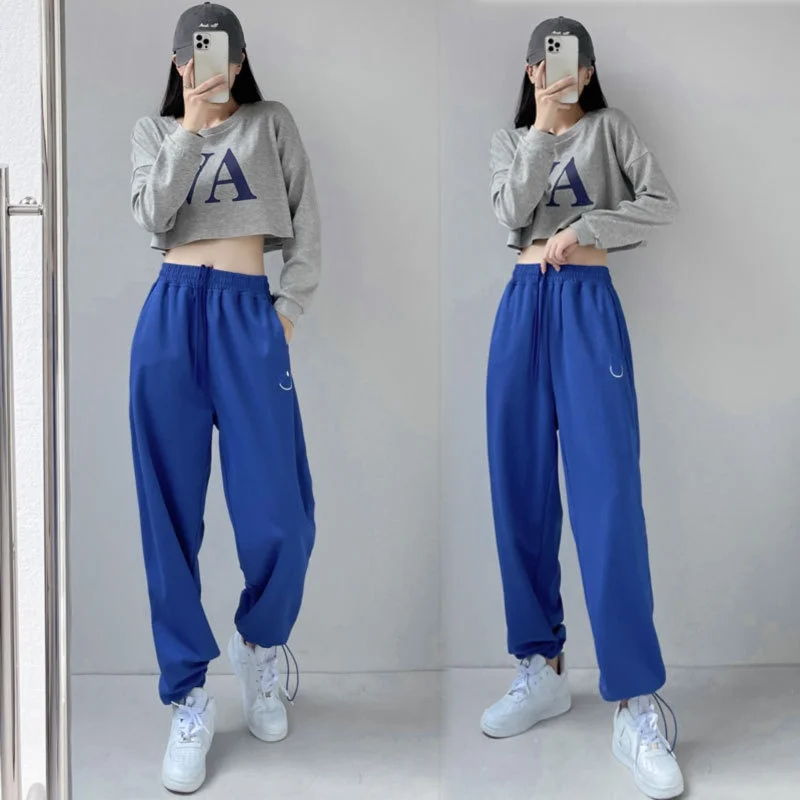 

2022 Spring Women's Casual Two-piece Short Loose Letter Long Sleeve T-Shirt Sweater + Casual Loose Sweatpants Comfortable Suit
