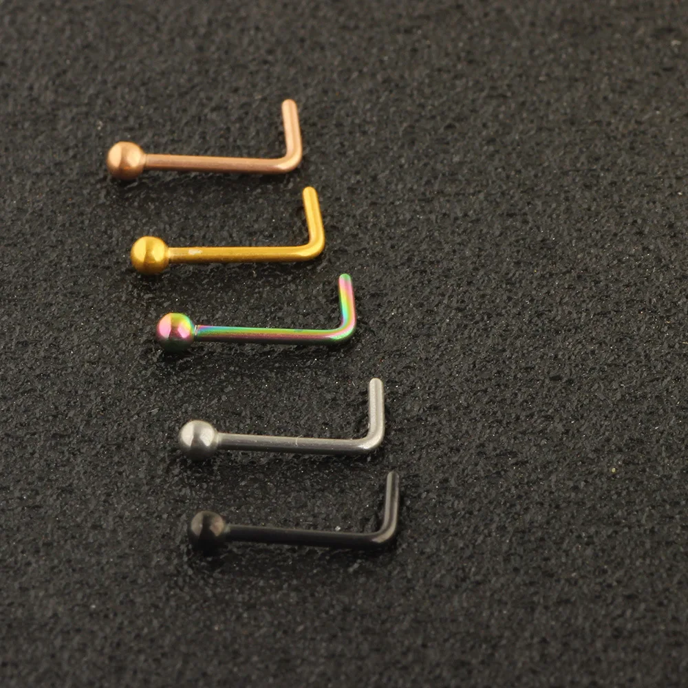 Новое поступление простые L образные хирургические Стальные Шпильки для носа 0 8*6