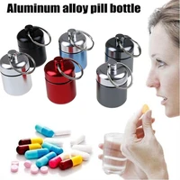 1pcs mini metal waterproof alloy pill box case bottle cache drug holder container keychain medicine box health care for travel