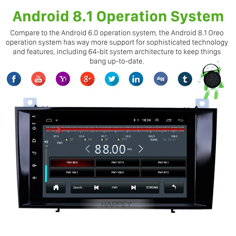 Harfey 8 ''Автомобильный GPS радио авто мультимедийный плеер Android 1 2din для 2000 2011 Mercedes