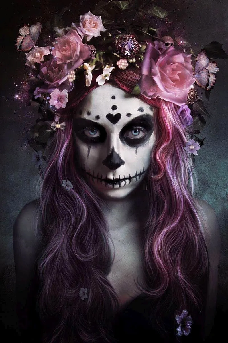 

JMINE Div 5D череп для невесты, для девушек, цветок, полная Алмазная краска, Набор для вышивки крестиком, художественный портрет, 3D краска с брилли...