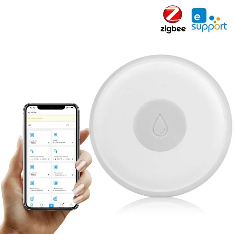 

New Ewelink Zigbee Smart Water Leakage Alarm Detector Wireless Flooding Detector Water Leakage Alert Water Level Overflow Alarm