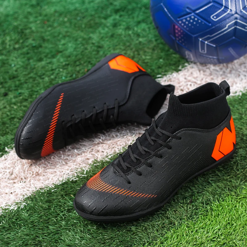Indoor Breathable Soccer Shoes Mens Football High Ankle Training Cleats Sneakers Kids Original Turf Boots | Спорт и развлечения