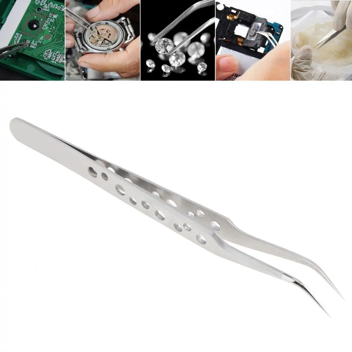 125 мм легкий точный электронный пинцет антистатический с изогнутым наконечником