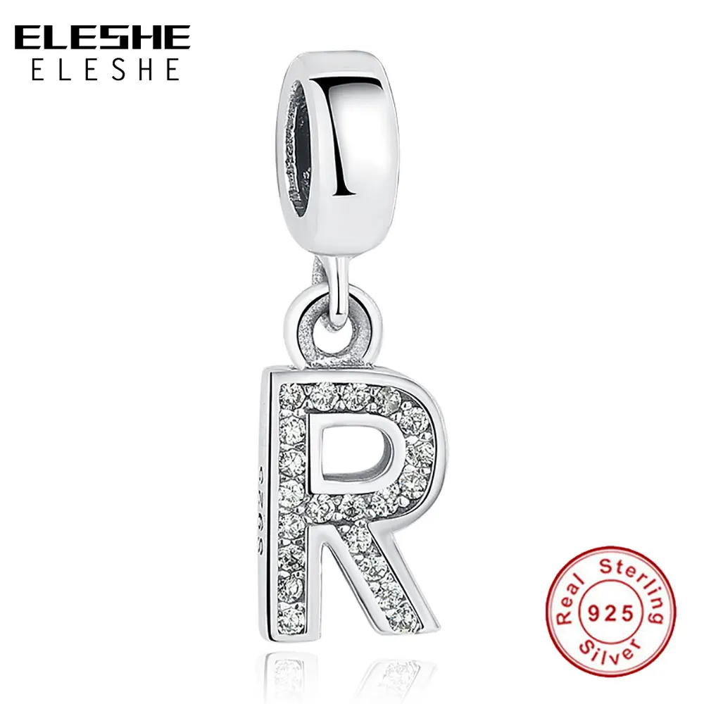 100% 925 пробы серебряные алфавитные буквы бусины в форме двойного конуса красивые с