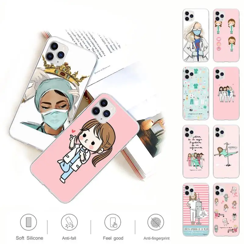 

Spain Cartoon Medicine Doctor Nurse Fashion Transparent Phone Case For IPhone 12 11 Pro Max Xs X Xr 7 8 6 6s Plus 5 5s Se 2020