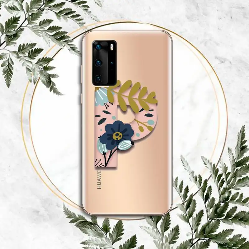 

Name DIY capital letters Phone Case Clear Transparent for huawei honor P 40 30 20 lite Pro 10 i 8 9 x p smart 2019