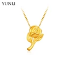 Цепочка женская из 18-каратного золота 999 пробы с подвеской в виде цветка розы