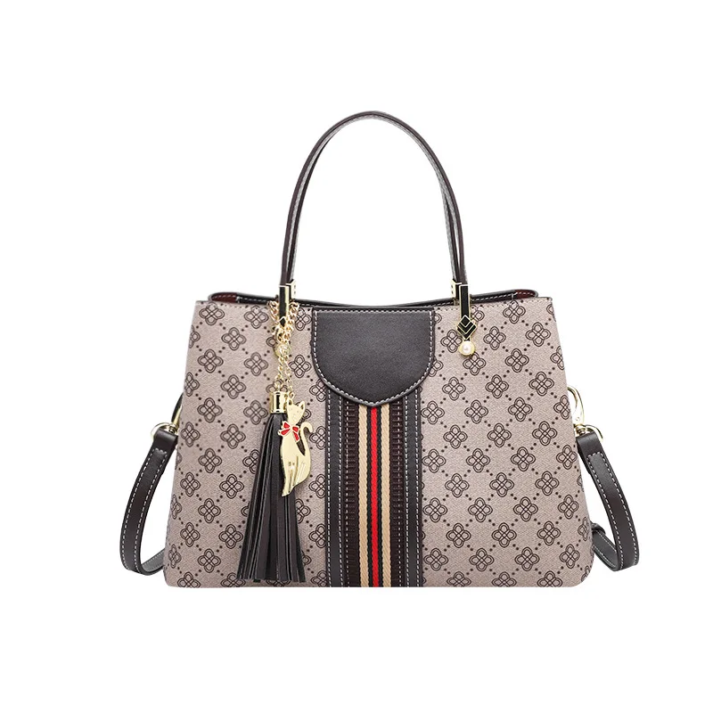 

Genuine Leather Women Buckets 2021 New Fashion Larger Capacity Retro Plaid One Shoulder Bags Ladies Designer Handbag Sac Luxe Gg