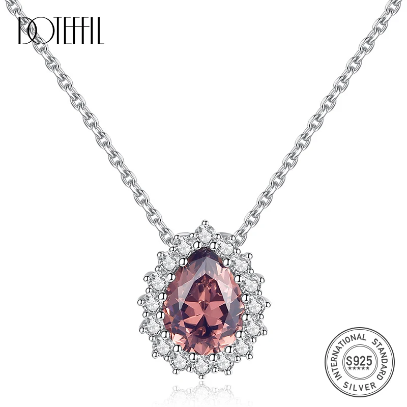 Женская цепочка из серебра 925 пробы с подвеской в виде капли воды | Украшения и