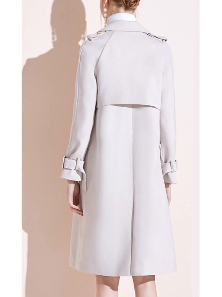 

Trench Coat Women Jacket Light Gray Long Windbreaker Women In Autumn And Winter 2020 New Double-breasted Easy Matching Coat