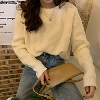 autumn winter o neck sweaters jumpers for women full sleeve loose casual female knitted pullovers tops 2021
