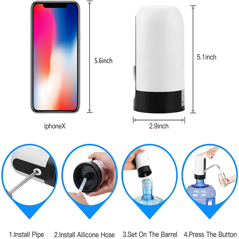 

Water Bottle Pump 5 Gallon Water Bottle Dispenser USB Charging Water Pump Portable Electric Water Dispenser Water Bottle Switch