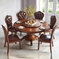 Table round dining table with turntable European dining table chair combination round dining table home