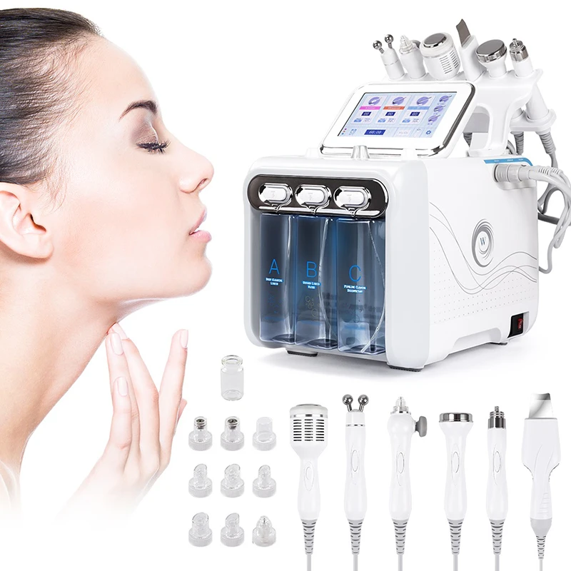 Most Popular 6in 1 H2-O2 Water Oxygen Hydro Dermabrasion Blackhead Remover Deep Facial Cleansing Beauty Equipment