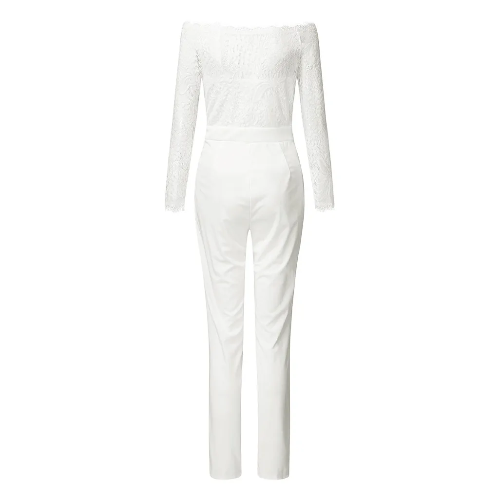 Женское Кружевное боди с длинным рукавом и открытыми плечами|Женские