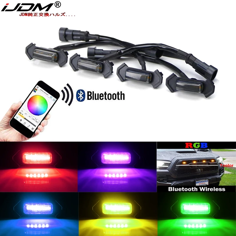 iJDM Bluetooth Wireless Remote Control RGB LED For 2016-up Toyota Tacoma w/TRD Pro Grill ONLY Front Grille Lighting,Raptor Style