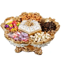 top grade creative european style dried fruit plate with cover living room home table decoration diamond studded fruit plate
