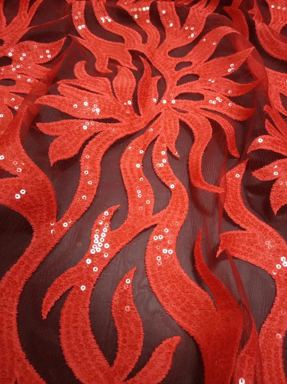 M15561 New French Nigerian Sequins Net Lace African Tulle Mesh Sequence Fabric High Quality For Wedding Dress 5yards/lot | Дом и сад