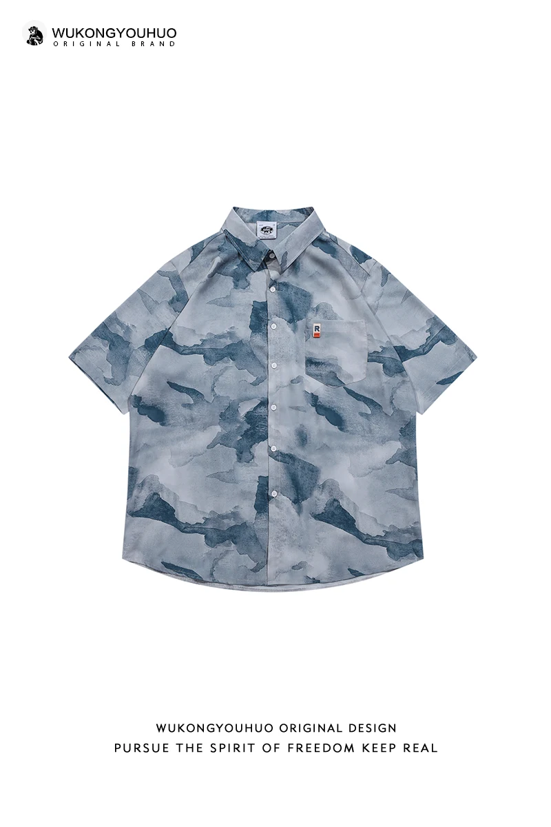 

Personalized Men Shirt Casual Loose Wild Short Sleeve Couple Shirts Korean Luxury Summer Camisa Hombre Men Clothing EB50CS