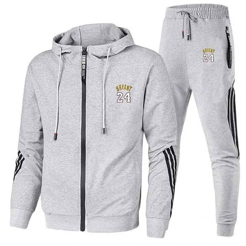 

2021 new spring and autumn zipper jacket sweater suit men's trousers youth leisure running three bars sports suit 2-piece suit