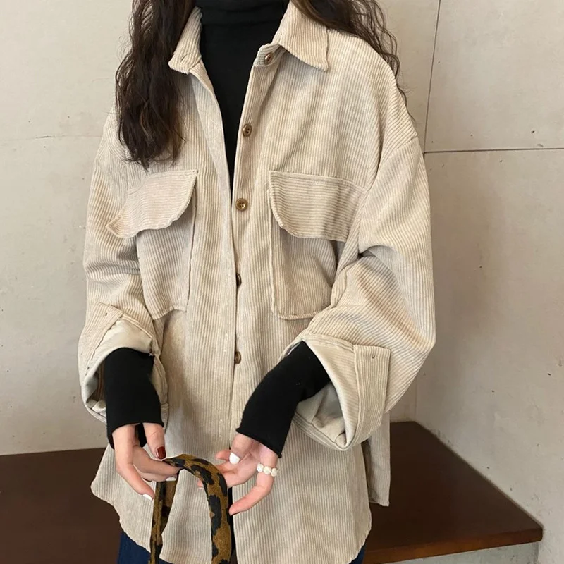 Вельветовая рубашка-пальто Женская весенне-осенняя дизайнерская рубашка 2021