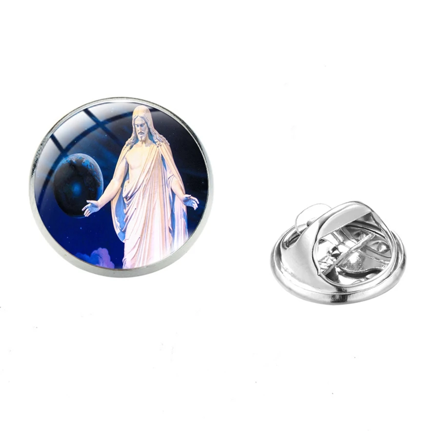 SIAN Mormon Jesus Christ Art Photoes Badge Relief Society Lds Mormons Glass Cabochon Collar Pin Men Women Stainless Steel Brooch | Украшения