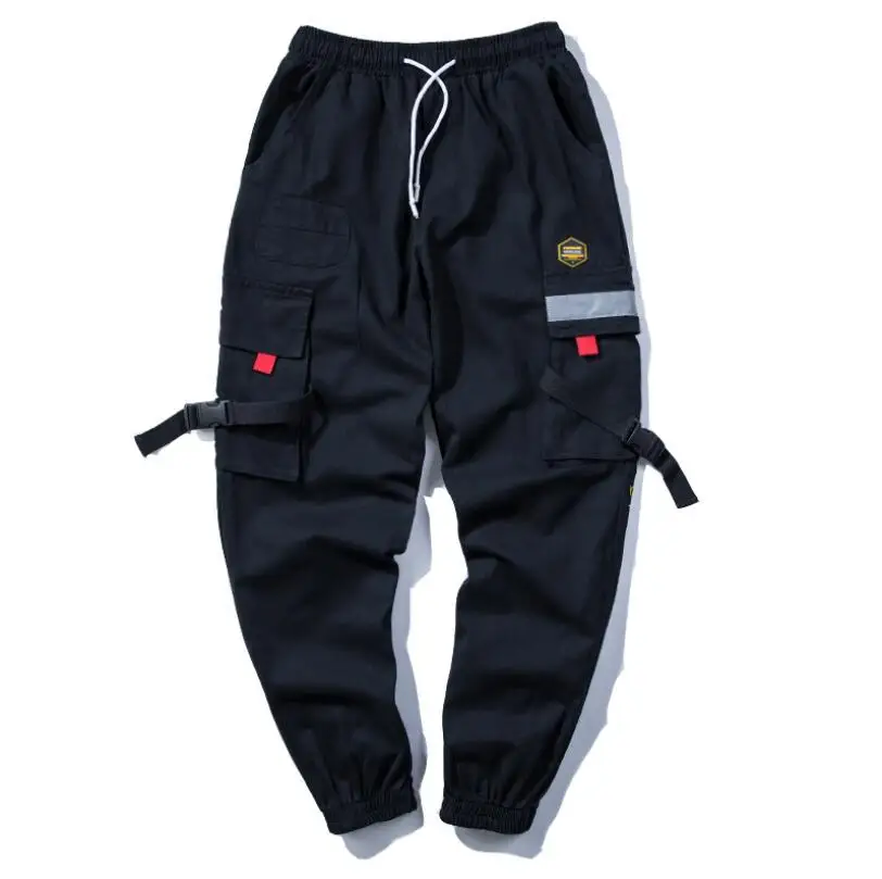 

2020 Men's Streetwear Joggers Pants Hip Hop Ribbons Design Pink Jogger Pant Men Casual Cargo Trousers Sweatpants W849