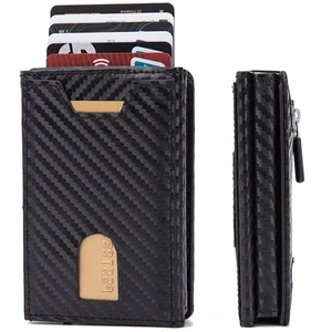 zciti pu leather wallet multifunctional men clutch carbon fiber card holder rfid blocking case metal box female bag card holder free global shipping