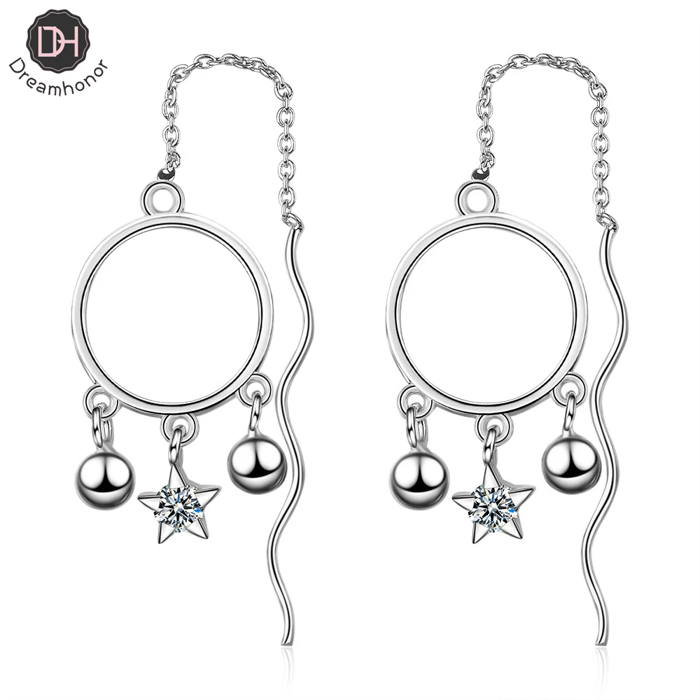 Dreamhonor в Корейском стиле Темперамент Длинная кисточка цепочка уха линия серьги с