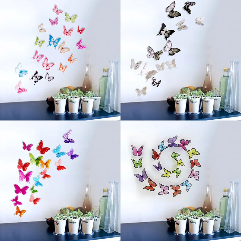 Sale 12pcs/комплект стены Стикеры бабочка s для красивые наклейки на Декоративные