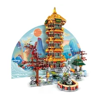 chinese ancient building blocks street yellow crane tower pavilion of prince teng old architecture model children toys boys gift